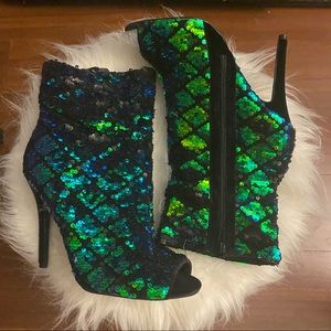 Sexy Green Sequin Booties